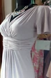 Elegáns csillámló beige pille ujjú maxi alkalmi női ruha