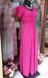 Elegáns csillámló pink pille ujjú maxi alkalmi női ruha
