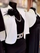 Fehér színű, hosszított alkalmi, elegáns női boleró, blézer