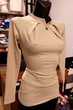 Beige színű elegáns alkalmi női hosszú ujjú felső