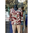Csokibarna pisztáciazöld mintás női elegáns tunika felső Csokibarna pisztáciazöld mintás női elegáns tunika felső