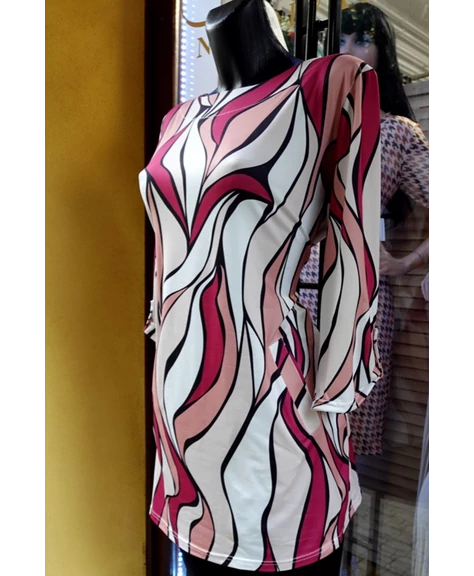 Bordó színű,elegáns zsebes, molett női tunika, felső