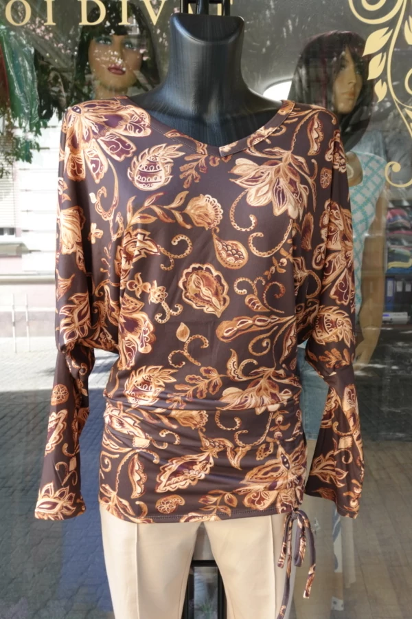 Alamea barna mintás női elegáns tunika