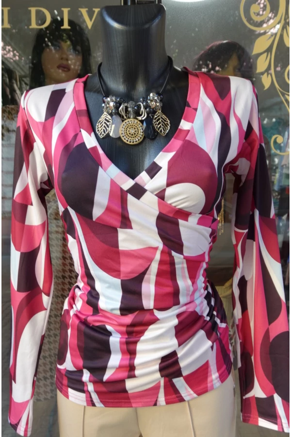 Bordó átlapolt őszi női elegáns hosszú ujjú felső Bordó átlapolt őszi női elegáns hosszú ujjú felső