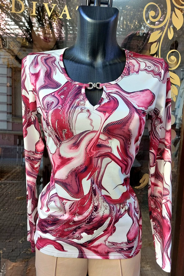 Ezüst csillogó mintás női bordó,márvány mintás alkalmi elegáns felső