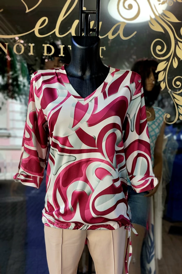 Bordo mintás női elegáns tunika felső
