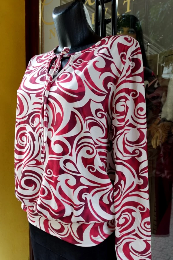 Bordó mintás női elegáns, alkalmi felső tunika