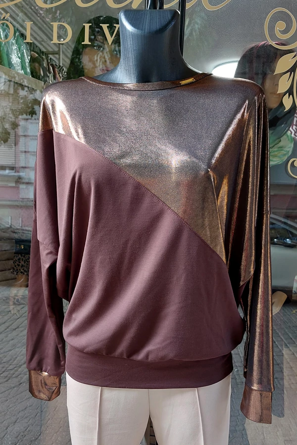 Csokibarna alkalmi elegáns denevér ujjú női felső, tunika Csokibarna alkalmi elegáns denevér ujjú női felső, tunika