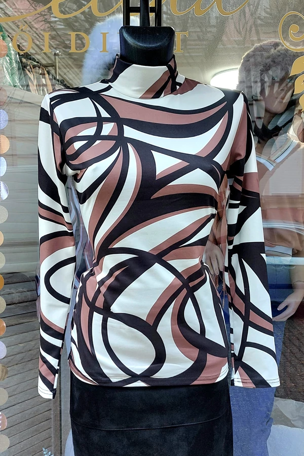 Barna félgarbó női sportosan elegáns felső 