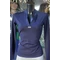 Sötétkék karcsúsított alakra simuló női elegáns alkami felső, hosszú ujjú, inkg nyakú, magyar